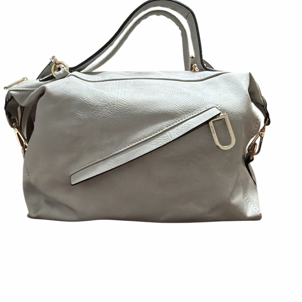 Urban Originals Vegan Leather Satchel Crossbody Light Gray